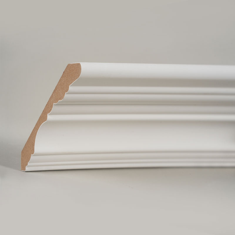 MDF Crown Molding (Filler-Primed at Pearl White) 3/5' x 4 1/2'