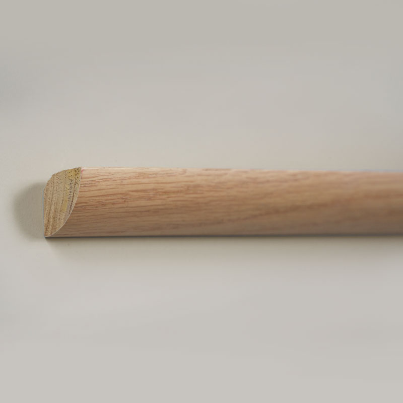 Solid Wood Quarter Round Molding ( Binalot ng Red Oak Veneer + Paint) - Kulay ng Oak 7/8
