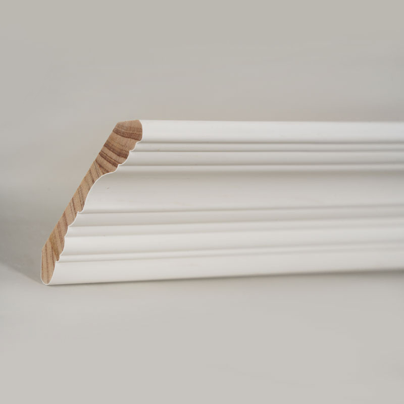Pine Wood Crown Molding (Filler-Primed at Pearl White) 3/5' x 3 4/9'