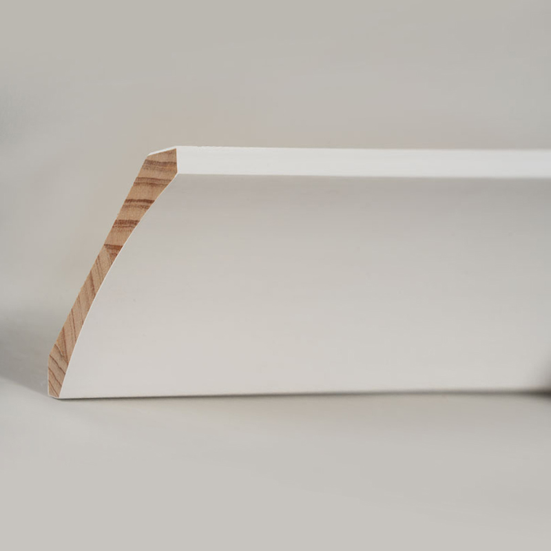 Pine Wood Crown Molding (Filler-Primed at Pearl White) 3/5' x 4 1/4'