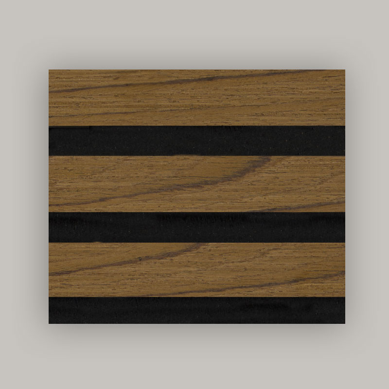 Grille Wall/Acoustic Wall Panel (3-Sided Engineered Wood Veneer na Nakabalot) - Kulay ng Wood Grain 2400/2700mm x 600mm