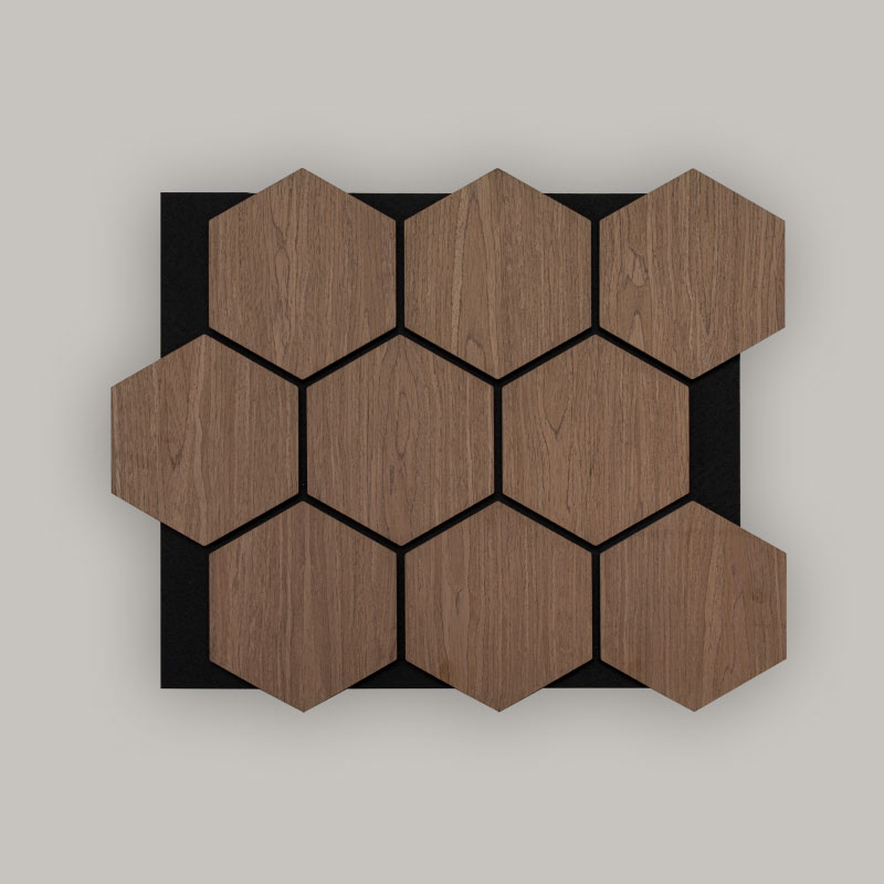 Grille Wall/Acoustic Wall Panel Hexagonal (Engineered Wood Veneer Wrapped) - Wood Grain finish 693mm x 567mm