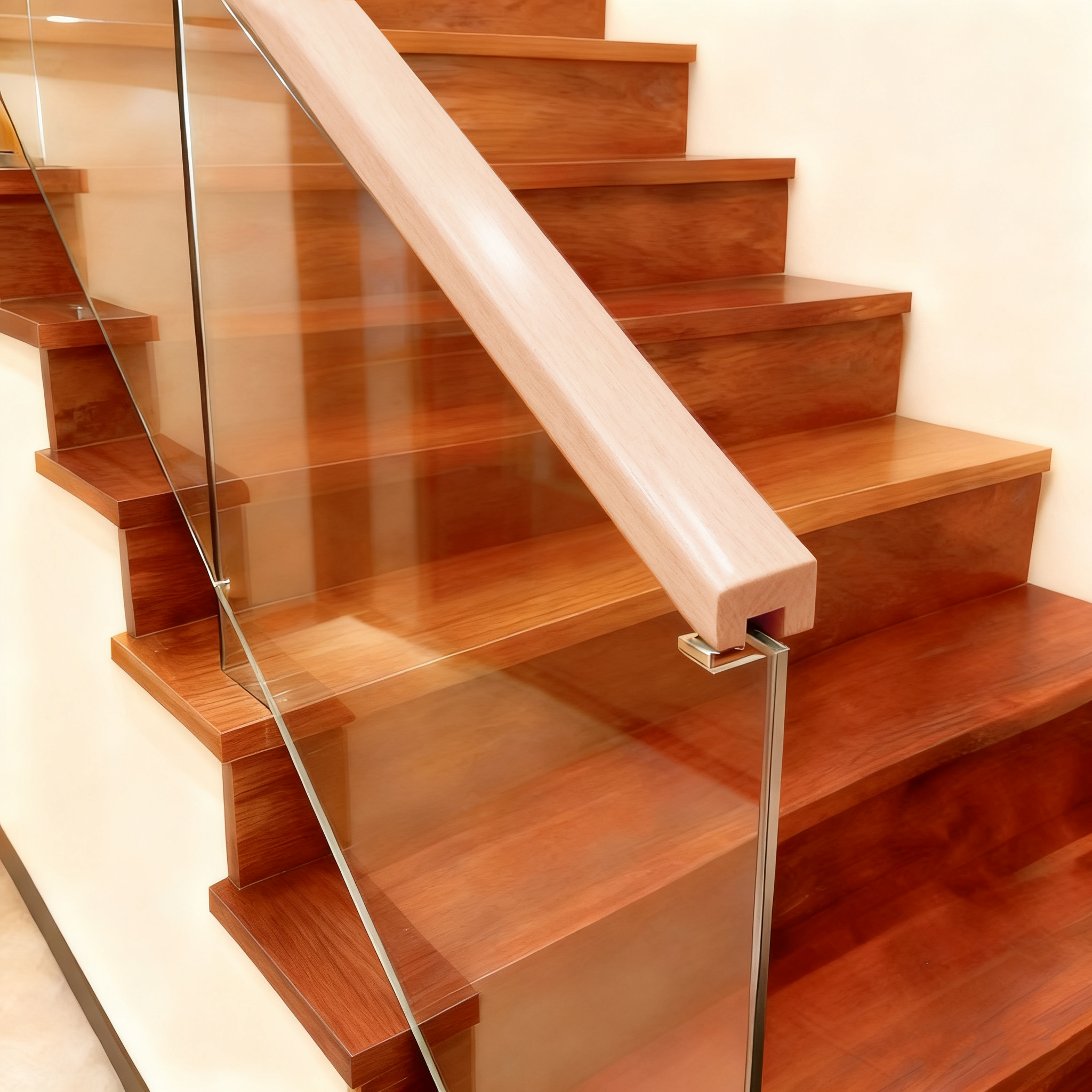 Solid Wood Stair Handrails (PVC Wrapped)-Kulay ng Oak 1 1/6' x 1 1/6'