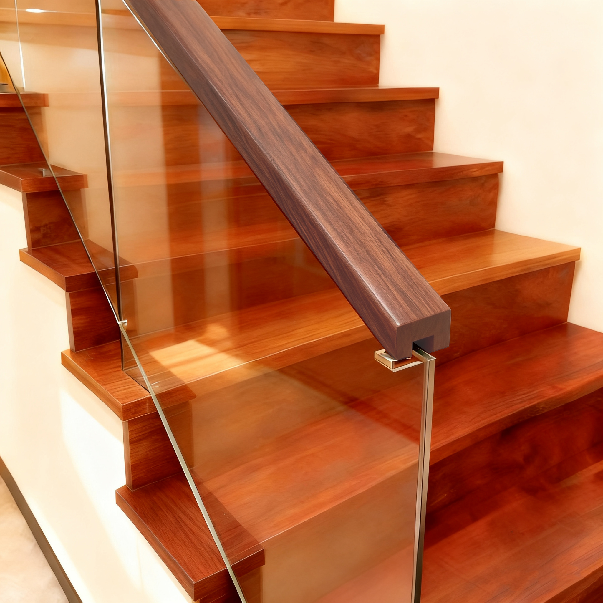 Solid Wood Stair Handrails (PVC Wrapped)-Dark Walnut 1 3/7' x 1 3/7'