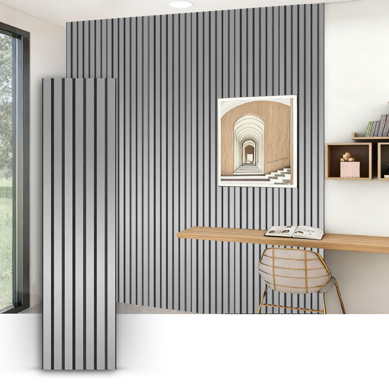 Grille Wall/Acoustic Wall Panel (3-Sided PVC Wrapped) - Metallic Brushed Color 2400/2700mm x 600mm