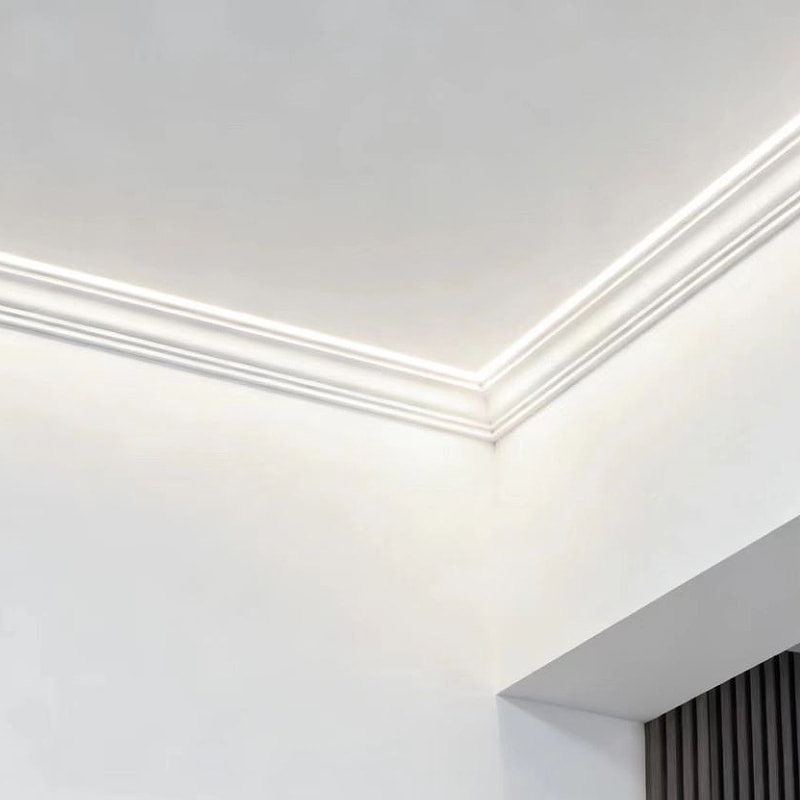 MDF Crown Molding (Filler-Primed at Pearl White) 3/5' x 4 1/2'